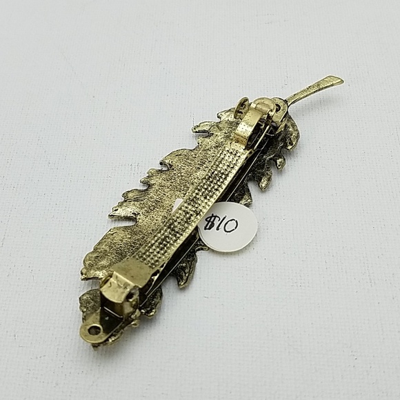 Leaf Antique Gold Tone Barette 3.5" - Picture 3 of 3